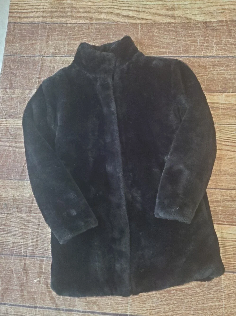 Mayoral Girls Black Plush Faux Fur Winter Coat Sz 16
